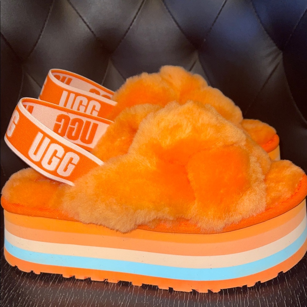 UGG Orange Sherbet Plush Platform Slingbacks. Brand new‼️Without Box